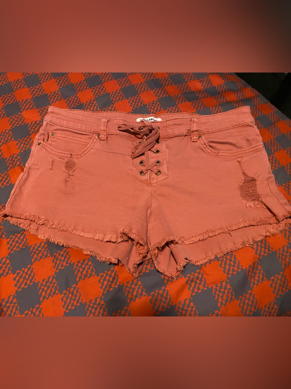Billabong Coral Lace-Up Frayed Denim Shorts